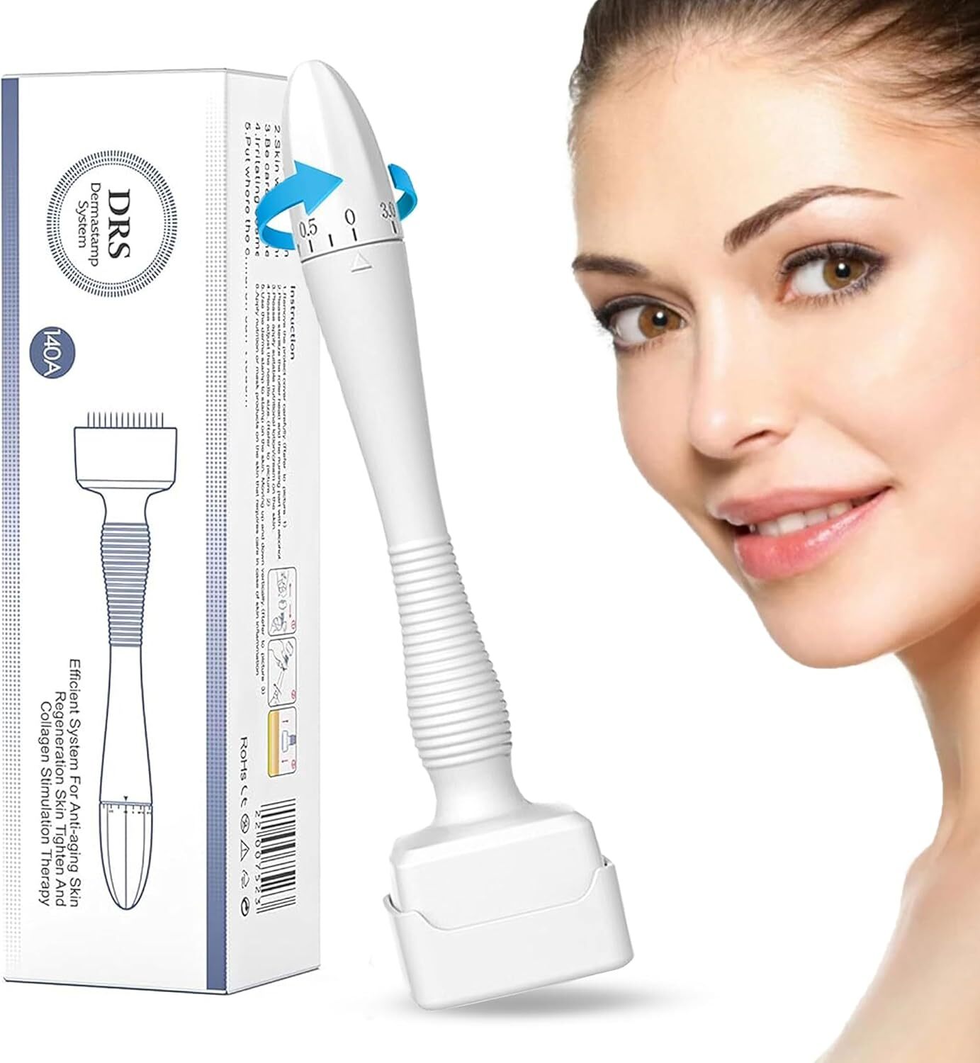 Adjustable Derma Roller Stamp DRS 140 Pins 0.25mm Micro Needle Skin Care Tool