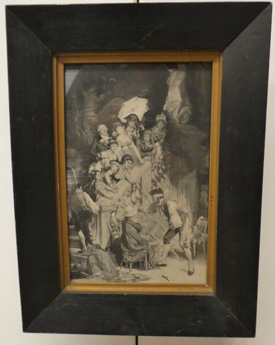 FRAMED VICTORIAN PARTY CHARLES ALEXANDRE COESSIN DE LA FOSSE GRAVURE LITHOGRAPH