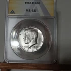 1968-D  Kennedy US Silver Half Dollar,  MS65 ANACS