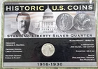 1929 Liberty Quarter "Historic U.S. Coins - Standing Liberty Quarter" 90% Silver