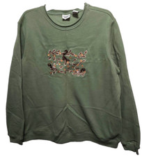 Classic Element. FLO NEW  Womans Embroidered Sweat top size 16-18W Green squirrel