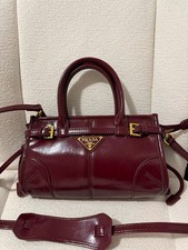 PRADA Burgundy Small Satchel Top Handle w/ De...