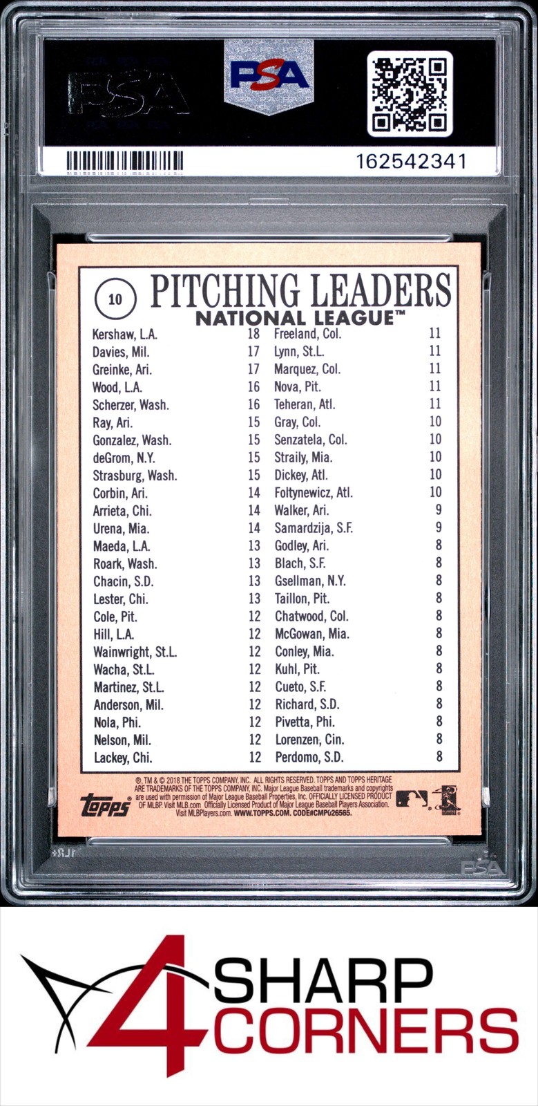 2018 TOPPS HERITAGE #10 CLAYTON KERSHAW-ZACK GRIENKE PSA 10 view 2