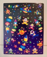 Vintage Lisa Frank Sticker Sheet S122 Space Spaceman Rocket Ship Planets