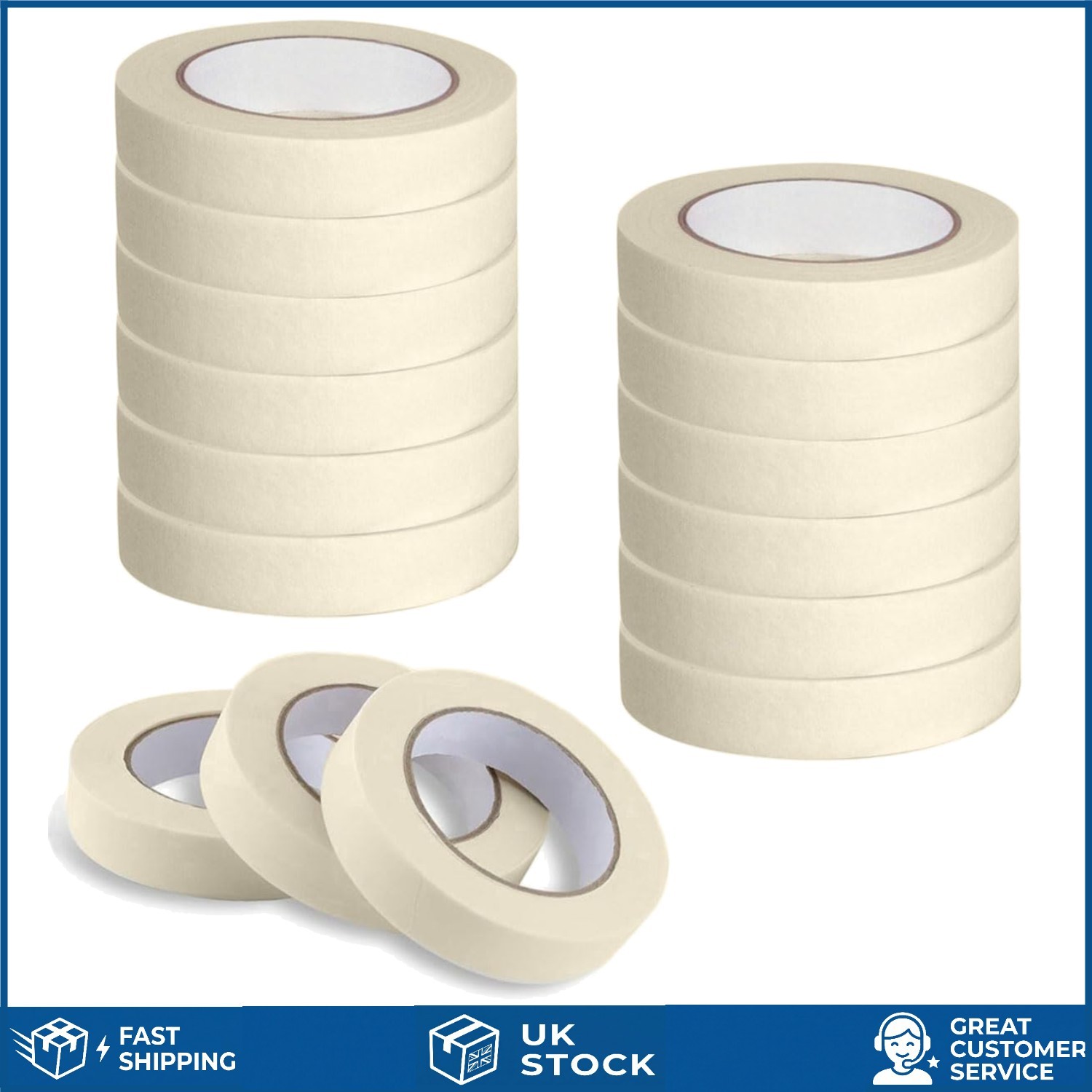Multi Surface Easy Tear White Painters Masking Tape 15 Rolls 25mmx50m