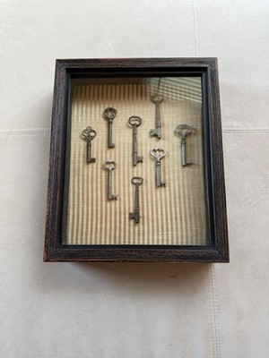 Shadow Box of Vintage Skeleton Keys