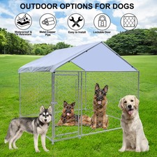 Large Outdoor Heavy Duty Dog Kennel Steel Pet Dog Hen Cage Fence w/ Cover