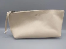 Able Leather Cosmetic Clutch Pouch In Bone Color