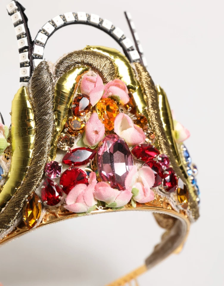 DOLCE & GABBANA Tiara Oro Latón Cristal Adornado Tocado Corona 4320usd Foto 3 de 4