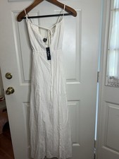Lulus Confidence Check Maxi Dress In White Women’s Size Small