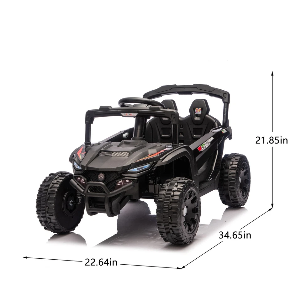 Coche UTV para niños 24V con control remoto, juguetes eléctricos, LED, regalo para niños de 3 a 5 años, negro Foto 2 de 4