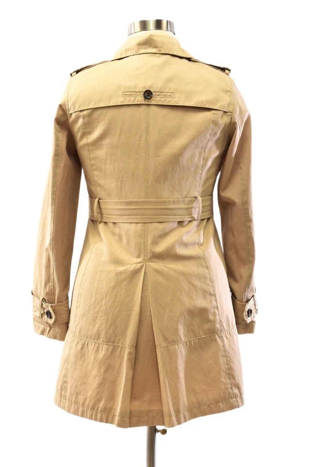 Trench coat Green Envy caqui para mujer chaqueta con cinturón doble botonadura de mezcla de algodón Foto 3 de 4