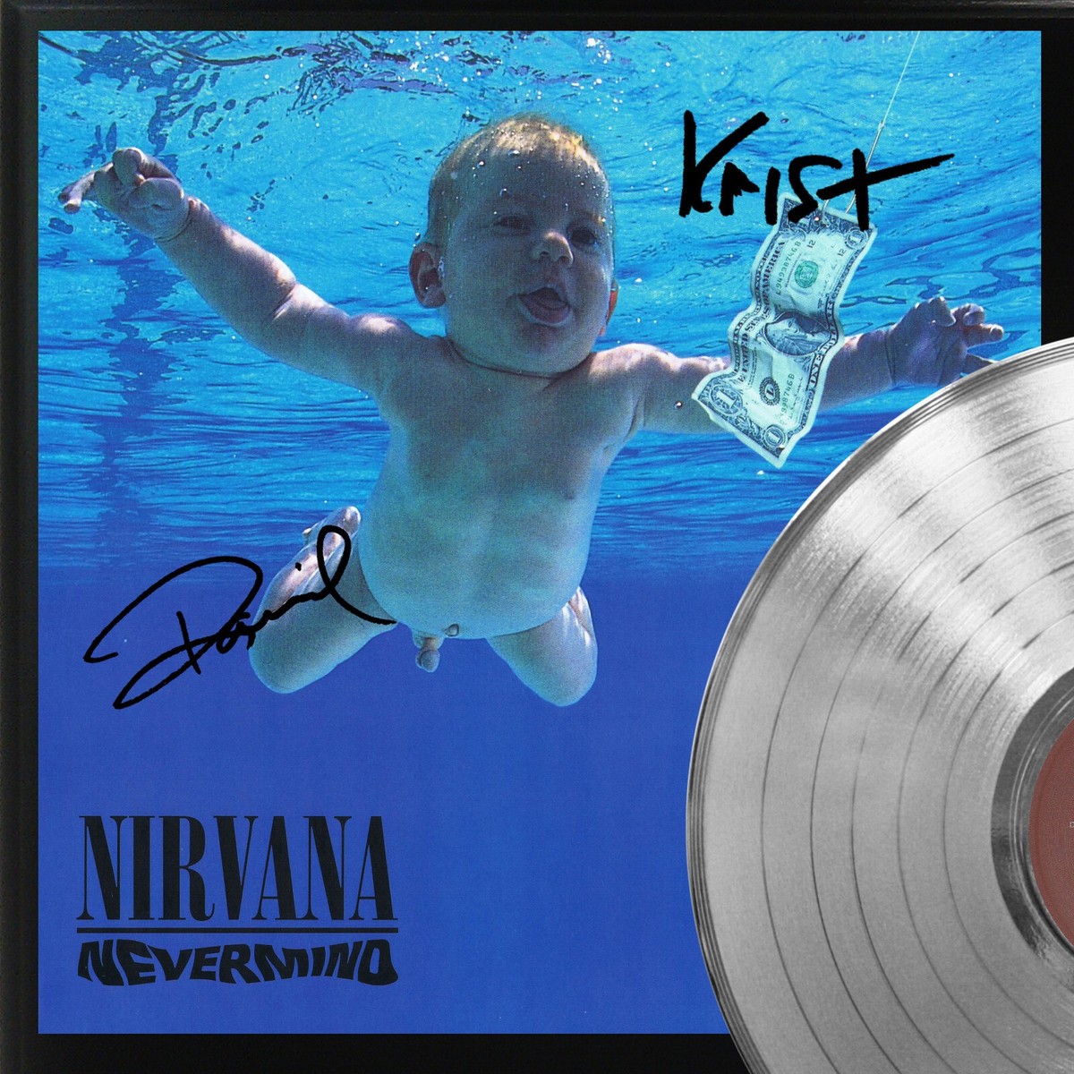 Nirvana Nevermind Silver LP Record Signature Display | eBay