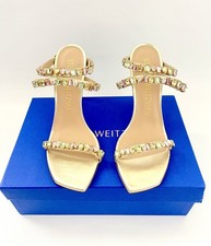 NEW STUART WEITZMAN Jaide 100 Gem Sandal Liquid Metallic Crystal Heels Sz 8 38.5