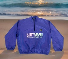 Vintage Surf Style Jacket 90s Windbreaker Pullover Shiny Purple One Size RARE