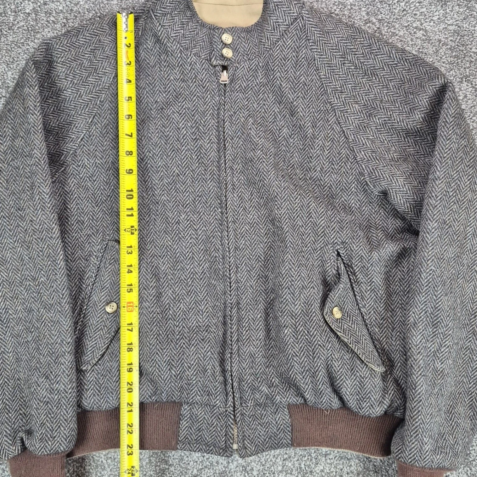 Vintage Lands End Jacket Mens Large Wool Reversible Herringbone Bomber USA Made - product detail image 5