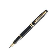 Waterman Expert 3 Black Gold Trim Fountain Pe...