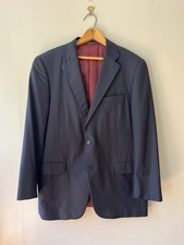 Hickey Freeman Men's Solid Blue Wool 2 PC Suit Sz 42R 38x29 Made in USA