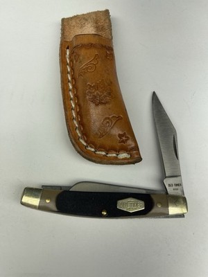 Old Timer 0722 Folding Pocket Knife 3 Blade + Leather Sheath USA