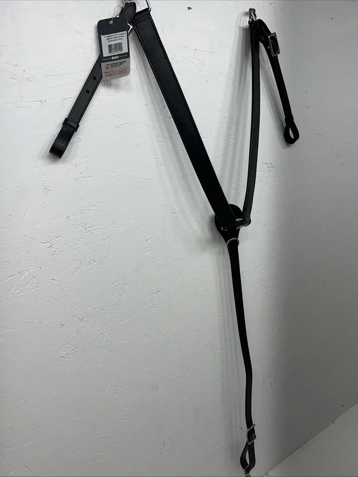 New Tough 1 Black Genuine Leather Double Stitched Breastcollar #41-3450 Y-24 — 第 2/4 张图片