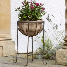 Outdoor Garden Raised Planter, Tall Metal Plant Pot Basket on Legs Stand Patio