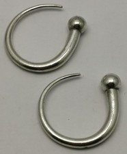 Vtg Silver Curved Hook Weighted Stretch Gauge Body Piercing 36mm Earrings 22g