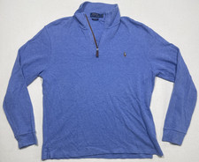 Polo Ralph Lauren Estate Rib Quarter Zip Pullover Sweater Blue Men's Size L