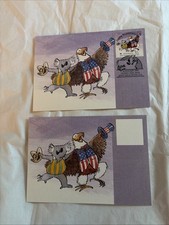 2 Australia Postcards January 1988 Koala &  Bald Eagle 1 Stamped 1 Without Stamp