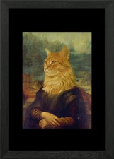 Mona Lisa Cat Head Design Framed Wall Art Poster Canvas Print Picture