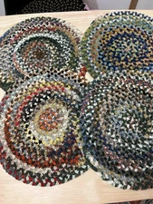 Primitive chair stool pads. Soft braided rug mats soft chenille multi colors 14”