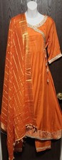 L 40 Readymade stitched Cotton bollywood Anarkali salwar Kameez Dupatta orange