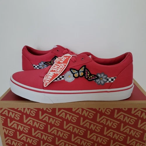 Sneakers Vans Ward Butterflies Claret in tela rosso bianco grandi per bambini taglia 6