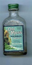 Old Moss Bourbon Whiskey Empty Miniature Embossed Glass Bottle 1930's