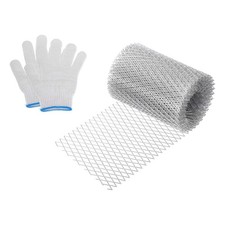 Protection Gouttière, 5,9" Aluminium Épaissi Gouttière Maille Garde Feuille avec Gants