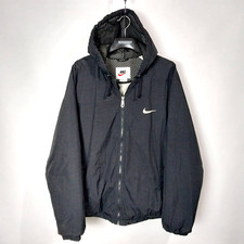 Vtg 90s Nike Black Nylon Zip Jersey Lined Windbreaker Mens Size XXL Back Swoosh