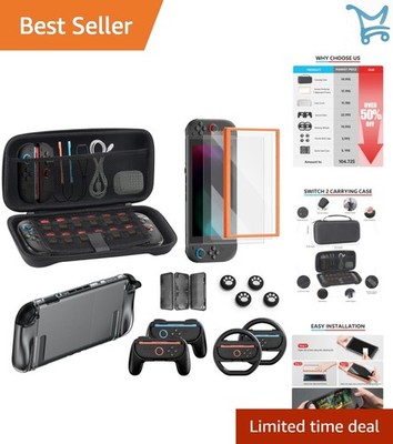 Nintendo Switch 2 Accessories Bundle Carrying Case Screen Protectors Joycon G...