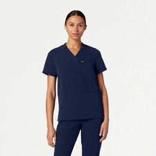 Jaanuu Women V-Neck Scrub Top Midnight Navy Blue Size M NWT New With Tags