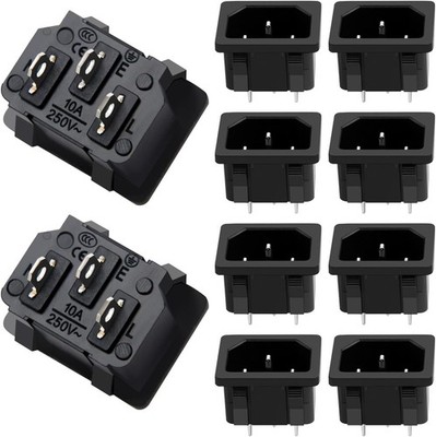 10 Stück AC 250V 10A IEC320 C14 Panel Mount Stecker Adapter, 3P Klemmen Stecker P