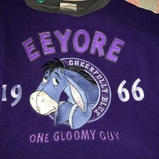 Vintage 90s Disney Eeyore Fleece Sweatshirt Size M Embroidered Disney Pooh VGUC