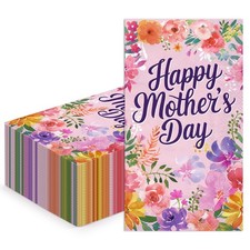 50Pcs Mothers Day Flower Paper Napkins - 3-Ply Colorful Floral Guest Disposable