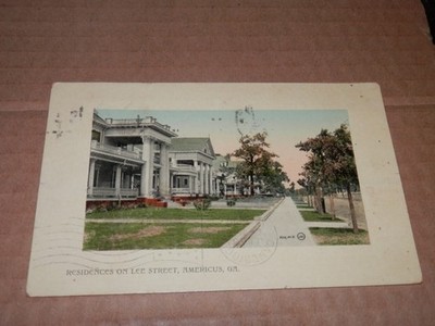 AMERICUS GA - 1901-1907 ERA POSTCARD - RESIDENCES on LEE STREET