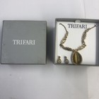 Vintage Jewelry Trifari Set Collectible Necklace Earrings Gold Tone — photo 4