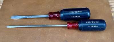 Vintage Craftsman USA Cushion Grip Pratt Read Screwdrivers 1/4  47107/3/16 47118