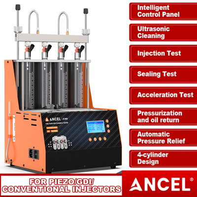 ANCEL JC400 4-Cylinder GDI Piezo Ultrasonic Fuel Injector Cleaner Test Cleaning