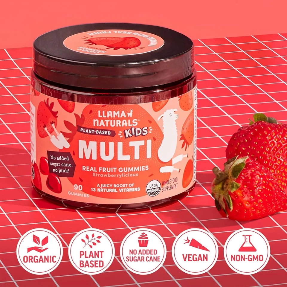 Gomitas multivitamínicas Llama Naturals para niños | Fruta real vegana orgánica | 90 quilates Foto 3 de 4