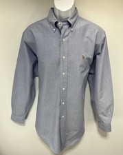 Ralph Lauren Oxford Mens Shirt 16 1/2-33 Button Down Blue LS Flesh Pony