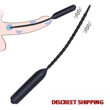 Male Vibrating Penis Plug Electrical Urethral Sounds Silicone Prostate Massage