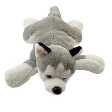 FAO Schwarz Wolf Siberian Husky Plush Stuffed Animal Realistic Gray White 20 In.