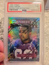 1995 Topps Finest REFRACTOR w/ coating 263 Cris Carter graded PSA Mint 9 TOP POP
