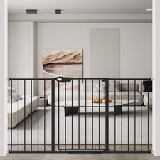 Triple Lock Baby Gate Extra Wide 57.87-62.59" Pressure Mounted Walk Through S...